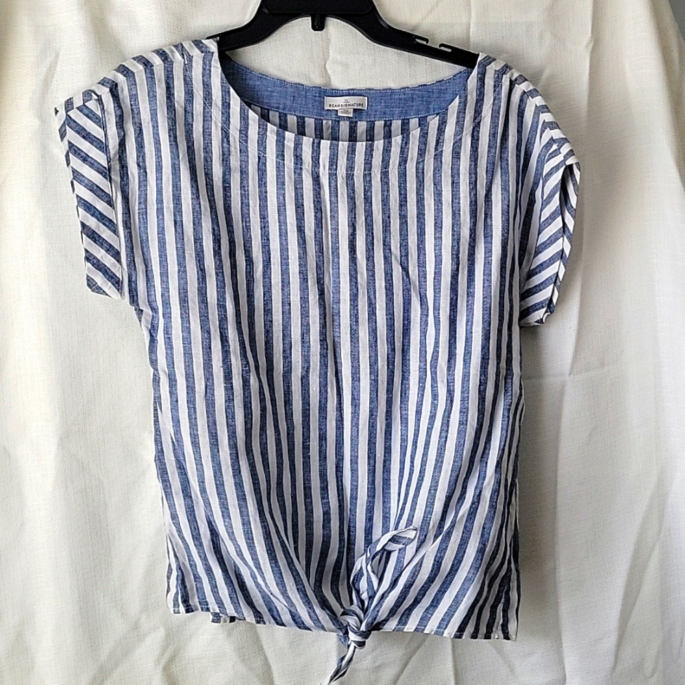 LL Bean Signature Tie-Front Womens Linen Top Regular NWT